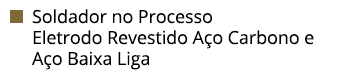 Soldador no Processo Eletrodo Revestido Aço Carbono e Aço Baixa Liga